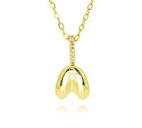 Hao Wu Xuan Gold Color Chunky Letter Pendant Bubble Initial Charms Balloon A-Z Necklace for Women Clavicle Chain DIY Jewelry Accessories