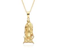 Hao Wu Xuan Gold Color Guadalupe San Judas Saint Charms Mary Necklace for Women Pendant Jewelry DIY Accessories Gift