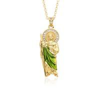Hao Wu Xuan Gold Color Guadalupe Santa Muerte San Judas Charms Cubic Mary Necklace Choker Chain Pendant DIY Jewelry