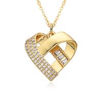 Hao Wu Xuan Gold Color Hollow Heart Charms Cubic Wing Necklace for Women Clavicle Chain Pendant DIY Jewelry Accessories