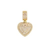 Hao Wu Xuan Gold Color Iced Out Heart Pendant Necklace For Men AAA+ Cubic Stainless Steel Rope Chain hip-hop women's Accessories