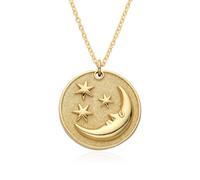 Hao Wu Xuan Gold Color Love Coin Pendant Round Cupid's Arrow Moon Star Necklace for Women Three Hollyhock Rising Sun Charms Jewelry Making