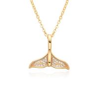 Hao Wu Xuan Gold Color Mermaid Tail Charms Micro-inlaid Necklace for Women Choker Chain Pendant Jewelry Accessory
