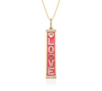 Hao Wu Xuan Gold Color Rectangle Charms Colorful Necklace for Women English Letters LOVE KISS Choker Chain Pendant Jewelry
