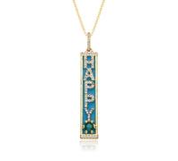 Hao Wu Xuan Gold Color Rectangle Charms Colorful Necklace for Women English Letters LOVE KISS Choker Chain Pendant Jewelry