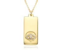 Hao Wu Xuan Gold Color Rectangle Turkish Devil Evil Eye Charms Inlaid Cross Necklace for Women Choker Chain Pendant DIY Jewelry