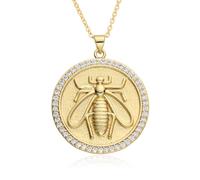 Hao Wu Xuan Gold Color Round Coin Jingle Bells Lion Owl Charms Inlaid Zircon Animals Necklace for Women Choker Pendant Jewelry Making