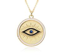 Hao Wu Xuan Gold Color Round Evil Turkish Eye Charms Colorful Emo Necklace for Women Wedjat Eye Horus Choker Pendant DIY Jewelry Accessories