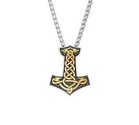 Hao Wu Xuan Gold Color 's Hammer Mjolnir Necklaces Men Vikings Norse Odin Runes Slavic Amulet Pendant Never Fade Stainless Steel Jewelry