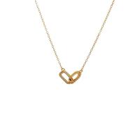 Hao Wu Xuan Gold color Shiny Rhinestone Double Circle Pendant Necklace For Women Girl Clavicle Choker Fashion Jewelry Gift Party femme