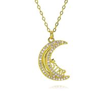 Hao Wu Xuan Gold Color Star Rabbit Moon Charms for Necklace Bracelet Earrings Dangles Paved Pendant DIY Jewelry Accessories Gift