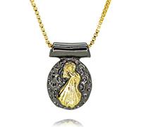 Hao Wu Xuan Gold Divine Mercy Oval Charms for DIY Jewelry Making Black El Senor de La Misericordia Pendant Jewelry Gifts