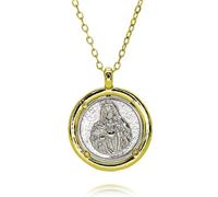 Hao Wu Xuan Gold Edges Immaculate Heart of Mary Charms Silvery Inmaculado Corazón de María Medal Necklace Jewelry Pendant