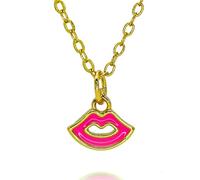 Hao Wu Xuan Gold Enamel Small Lips Charms for Necklace Bracelets Earrings Colored Mouth Kiss Pendant DIY Jewelry Making Accessories