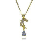 Hao Wu Xuan Gold Flower Teardrop Charms for Necklace DIY Jewelry Making Purple Zircon Water Drop Pendant Diy Jewelry Supplies