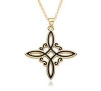 Hao Wu Xuan Gold Good Witch Celtic Knot Charms Enamel Irish Amulet Necklace Simple Protection and Love Pendant Jewelry Gift
