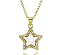 Hao Wu Xuan Gold Iced Out Shell Star Charms for Necklace DIY Jewelry Making Zircon Bling Lucky Celestial Pendant Jewelry Supply Gifts