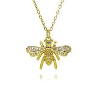 Hao Wu Xuan Gold Pearl Bee Charms for Necklace DIY Jewelry Making Green Paved Animals Pendant for Bracelets Jewelry Gifts
