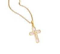 Hao Wu Xuan Gold Plated Cross Necklace for Women, Cruz Pendant Faith Religious Christian Jewerly Chain 16inch To 24inch