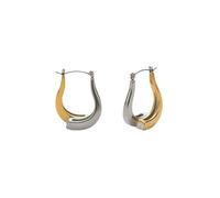 Hao Wu Xuan Gold Plated Neo Gothic Unique Horn Mixed Color Zircon Snap Earrings Hypoallergenic Stainless Steel Jewelry Women