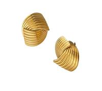 Hao Wu Xuan Gold Plated Vintage Deconstructed Pleated OOTD Dainty Earrings Hypoallergenic Stainless Steel Jewelry