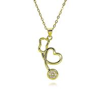 Hao Wu Xuan Gold Simple Stethoscope Charms for DIY Jewelry Making Enamel Medical Instrument Pendant Doctor Gifts