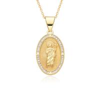 Hao Wu Xuan Gold St. Jude Charms Edges Our Lady of Guadalupe Medal Necklace Jewelry Pendant Women Gifts