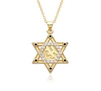 Hao Wu Xuan Gold Star of David Hollow Charms for Necklace DIY Jewelry Making Lion Face Jewish Star Pendant for Bracelet Gift