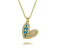 Hao Wu Xuan Gold Turquoise Heart Charms for Necklace DIY Jewelry Making Key Love Pendant for Bracelet Earrings Jewelry Accessory Gift