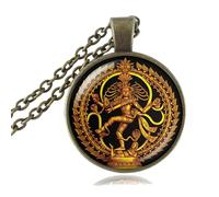 Hao Wu Xuan Golden Necklace Dance of Destruction Lord Shiva Pendant Glass Jewelry Deity Amulet Necklace HZ1