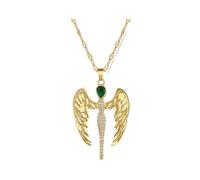 Hao Wu Xuan Gorgeous Angel Cross Pendant Women Fashion Versatile Gold Stainless Steel Bamboo Chain Jewelry Gift