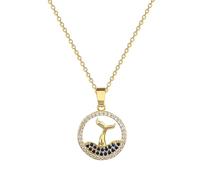 Hao Wu Xuan Gorgeous Circle Wave Color Mermaid Tail Zircon Pendant Necklace for Women Versatile Stainless Steel Chain Jewelry Gifts