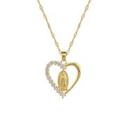 Hao Wu Xuan Gorgeous Heart Shape Sacred Figure Inlaid Zircon Pendant Fashion Stainless Steel Chain for Women