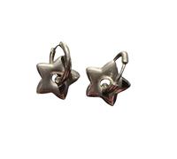 Hao Wu Xuan Goth Punk Stainless Steel Chunky Star Moon Flower Hoops Earrings For Women Men Fashion Rock Hiphop Grunge Aesthetic Jewelry