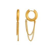 Hao Wu Xuan Gothic Tassel Chain Hoop Earrings Gold Plated Hypoallergenic Stainless Steel Lady Daily Jewelry Accessories