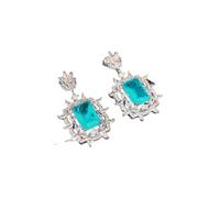 Hao Wu Xuan Green Stone Dangle Earrings with White Cubic Engagement Wedding Earrings Fashion Jewelry for Women Lot
