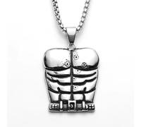 Hao Wu Xuan Gym Fitness Muscles Men Necklace Stainless Steel Tough Guy Pendant Chain Women Unique Jewelry Punk