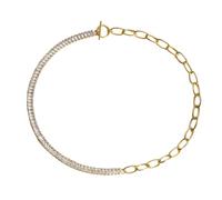 Hao Wu Xuan Half Tennis Necklace And Oval Chain Choker for Women,stainless Steel Not Tarnish