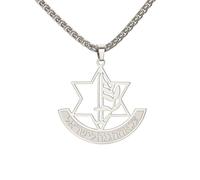 Hao Wu Xuan Hebrew Hexagram Necklace Israel Defence Forces IDF Symbol Pendant, Stainless Steel, 35x35mm, 45cm Chain Length