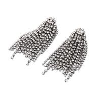 Hao Wu Xuan Hematite Cup Chain Clear Rhinestones Post Earrings For Women Cluster Fashion Jewelry Party Accessories Elegant Gifts 271