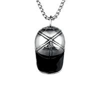 Hao Wu Xuan Hip Hop Baseball Cap Necklaces 316L Stainless Steel Men Pendant Chain Funky Punk for Friends Biker Rider Jewelry Gift
