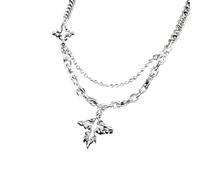 Hao Wu Xuan Hip Hop Cross Necklace for Men Boys,Fused Irregular 4-point Star Pendant with Splicing Collar,Cool Trendy Jewelry Gifts