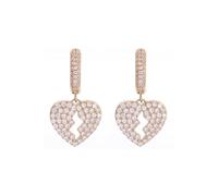 Hao Wu Xuan Hip Hop Ice Out Broken Heart Dangle Earrings for Men Women Silver Color Cubic Zircon Huggie Earrings Anti Allergy Jewelry