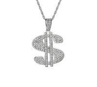 Hao Wu Xuan Hip Hop Zircon Dollar Sign Pendant Necklace Men Women Punk Fashion Rock Rap Jewelry Gift