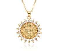Hao Wu Xuan Hiphop Gold Color Round Guadalupe Charms Inlaid Del Valle Necklace San Miguel Arcangel Choker Chain Pendant Jewelry