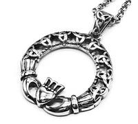 Hao Wu Xuan Hollow Norse Celtic Knot Love Heart Necklaces Men Retro Stainless Steel Vikings Runes Pendant Talisman Jewelry