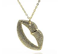 Hao Wu Xuan Huge Gold Color Lips Necklace for Women Gift Large Mouth Charms White Pendant for Statement DIY Jewelry Accessories Supply