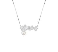 Hao Wu Xuan in Chinese style elegant hydrangea pearl necklace for women retro silver collarbone chain simple jewelry gift