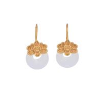 Hao Wu Xuan in Classic Style Natural an Jade Eardrop Round Vintage Lotus earrings for women Charming r Jewelry gift