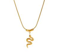 Hao Wu Xuan In Little Luxury Snake Shaped Pendant Necklace For Women, Gold Color Stainless Steel Chain Necklace, Summer Jewelry Gift